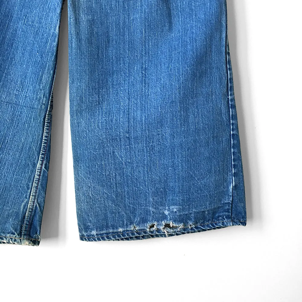 1970s Super Wide Flare Leg High-Waisted Denim Blue Jeans