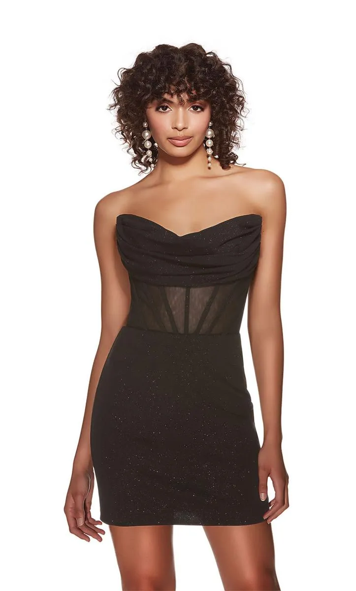 Alyce Paris Off Shoulder Corset Homecoming Dress 4819