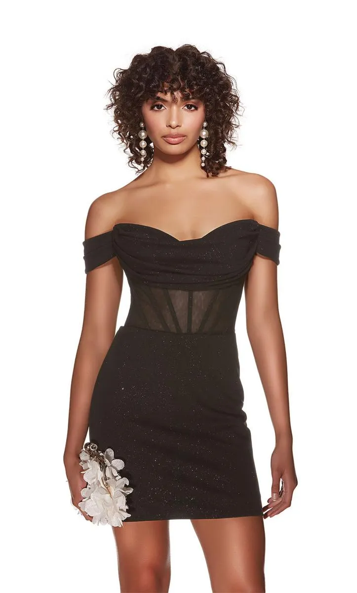 Alyce Paris Off Shoulder Corset Homecoming Dress 4819