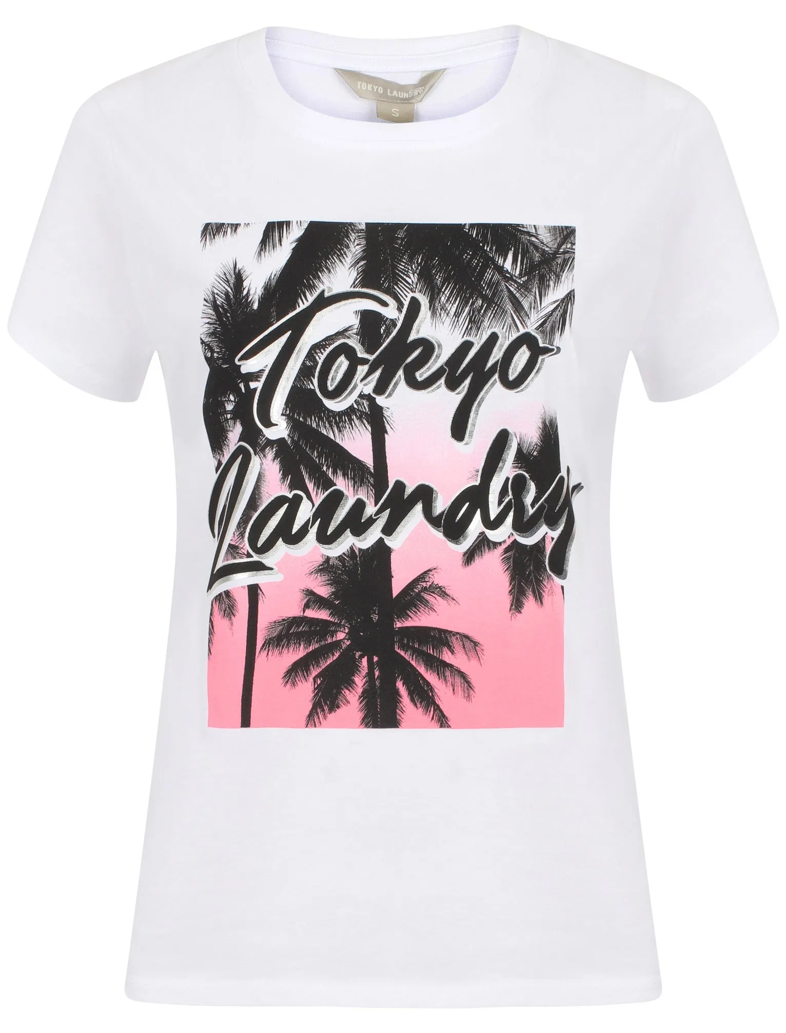 Aurora Motif Cotton Crew Neck T-Shirt In White - Tokyo Laundry