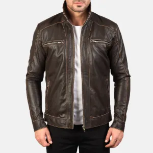 BIKER-1440 MUSH Brown Leather Biker Jacket
