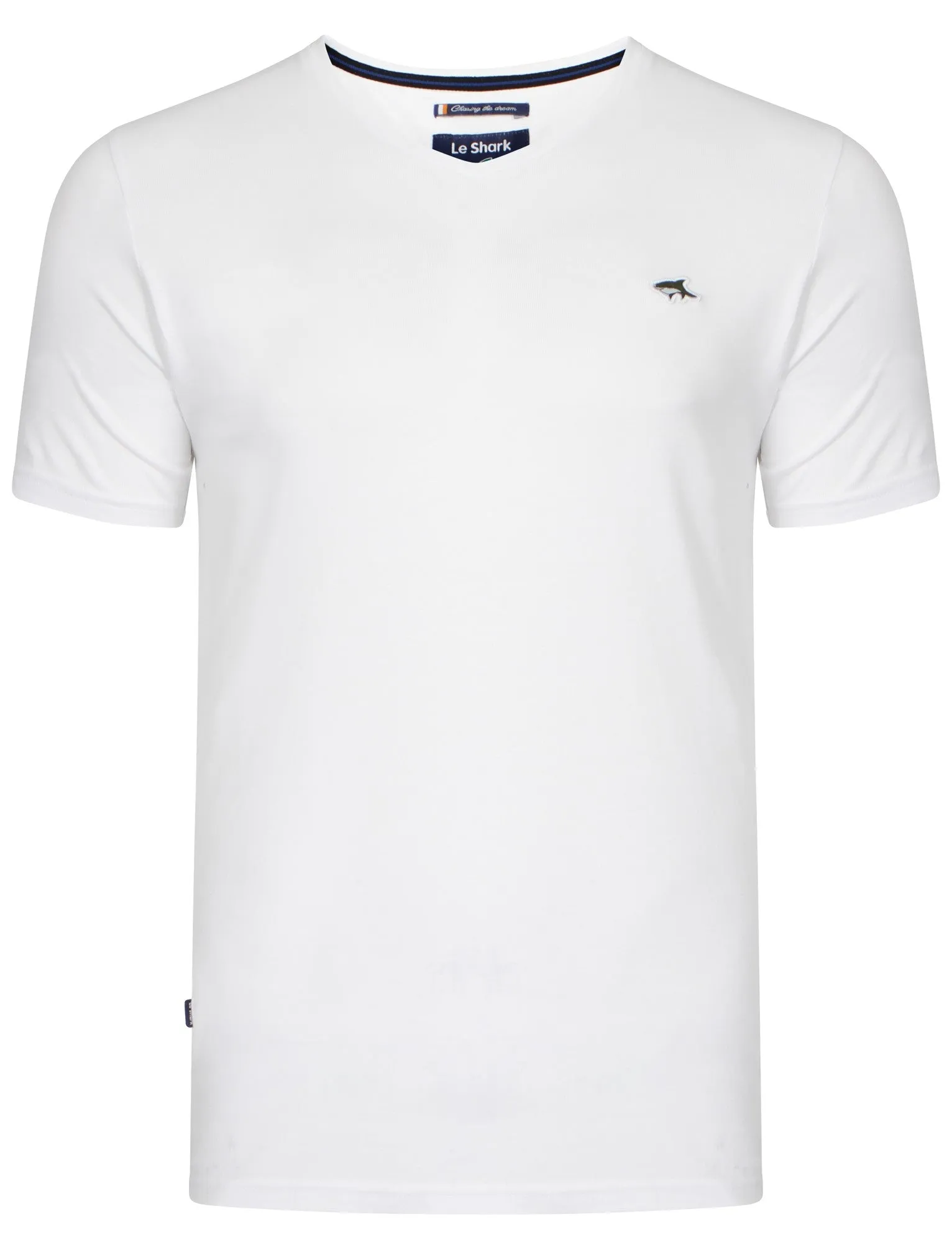 Briset Basic V-neck Tee in White - Le Shark