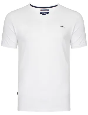 Briset Basic V-neck Tee in White - Le Shark