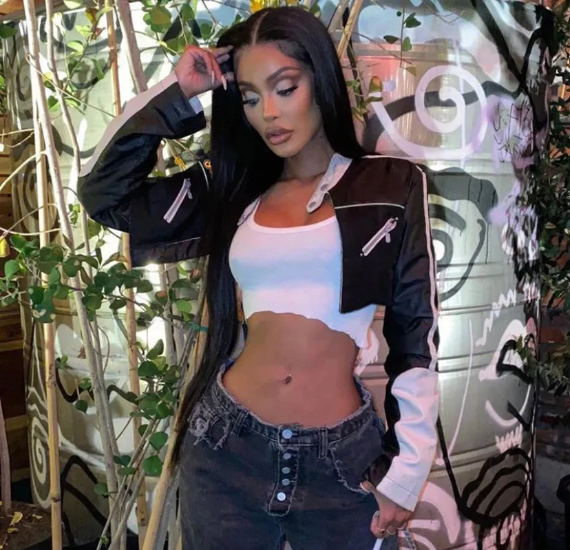 Cropped PU Leather Jacket