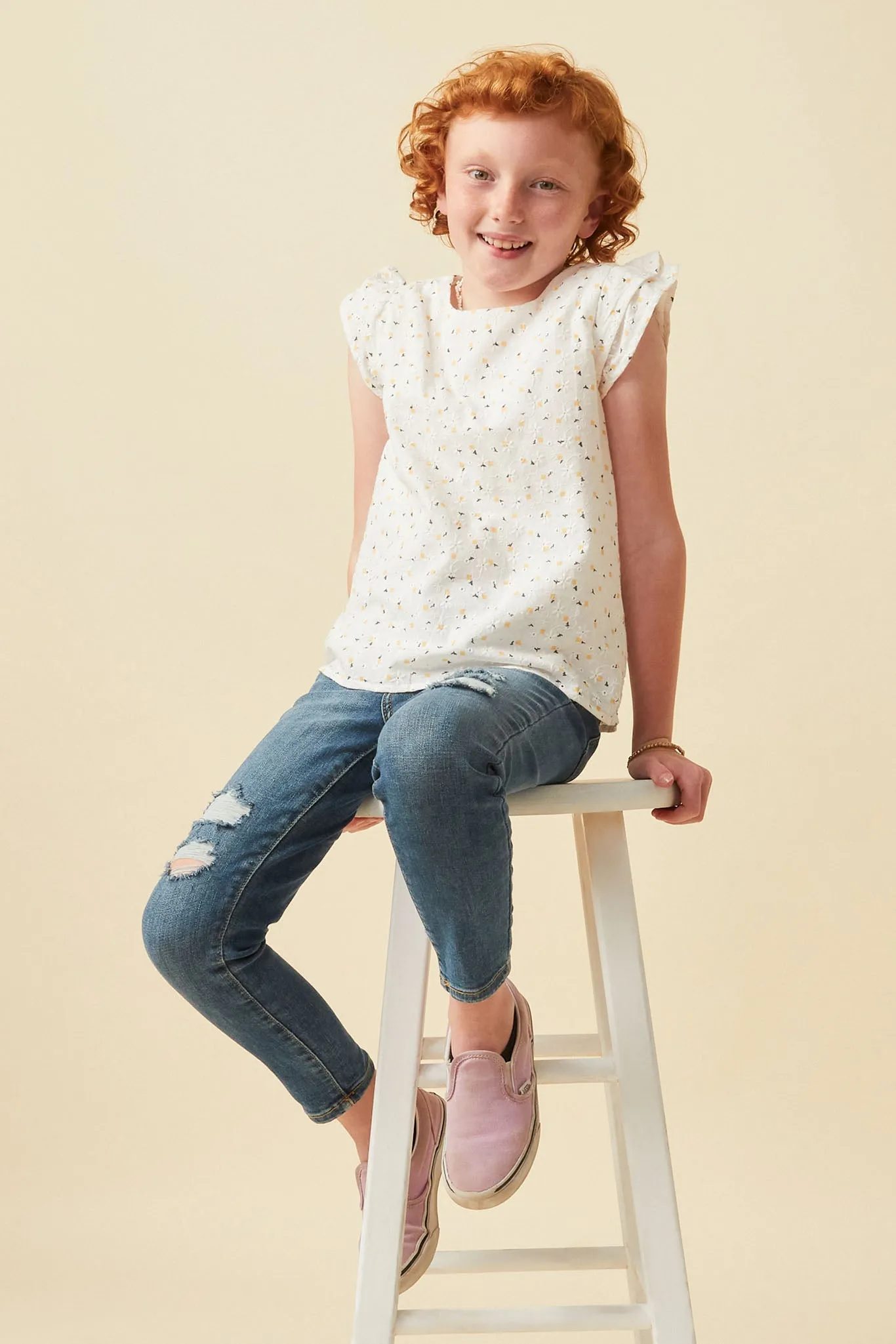 Ditsy Floral Crochet Ruffle Top