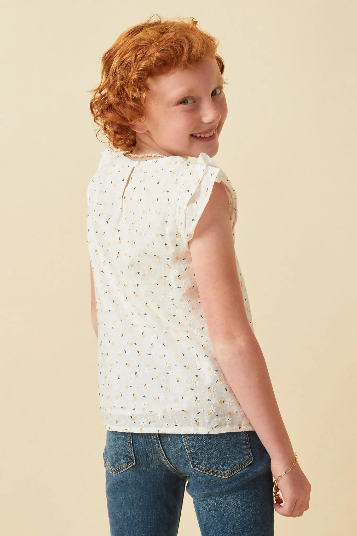 Ditsy Floral Crochet Ruffle Top