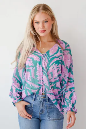 FINAL SALE - Dreamy Grace Teal Floral Blouse