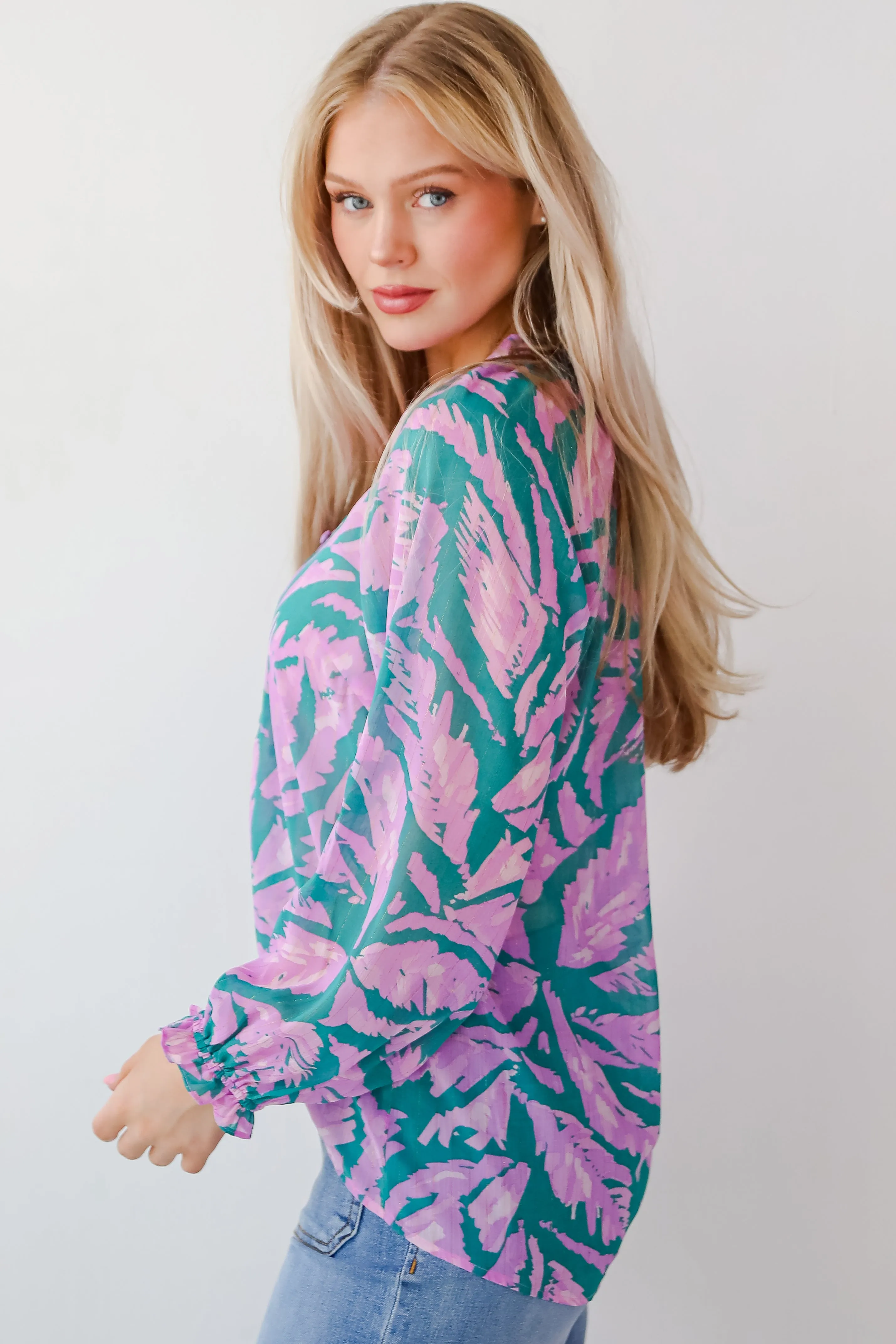 FINAL SALE - Dreamy Grace Teal Floral Blouse
