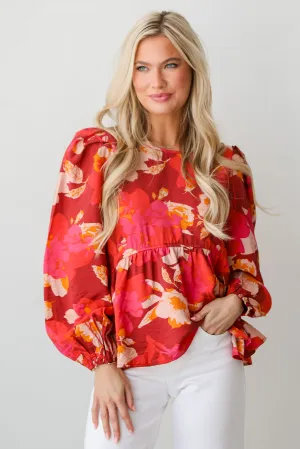 FINAL SALE - Thriving Blossom Floral Babydoll Blouse