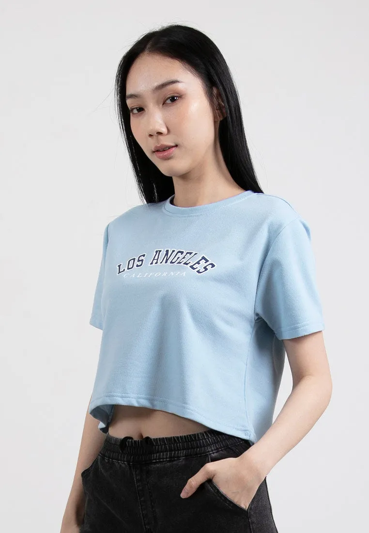 Forest Ladies Round Neck Cotton Terry Graphic Tee Croped Top | Baju T-Shirt Perempuan - 822351