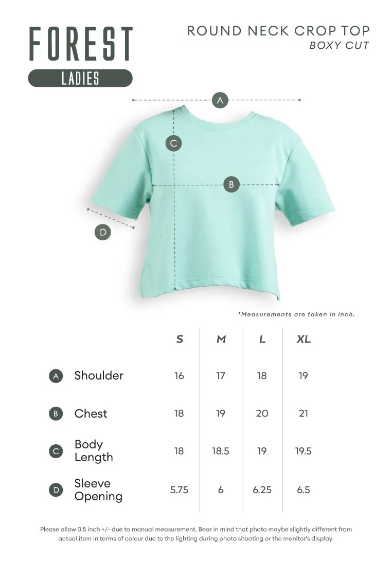 Forest Ladies Round Neck Cotton Terry Graphic Tee Croped Top | Baju T-Shirt Perempuan - 822351
