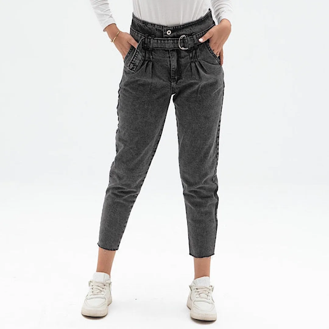 Grey high waisted mom fit pants