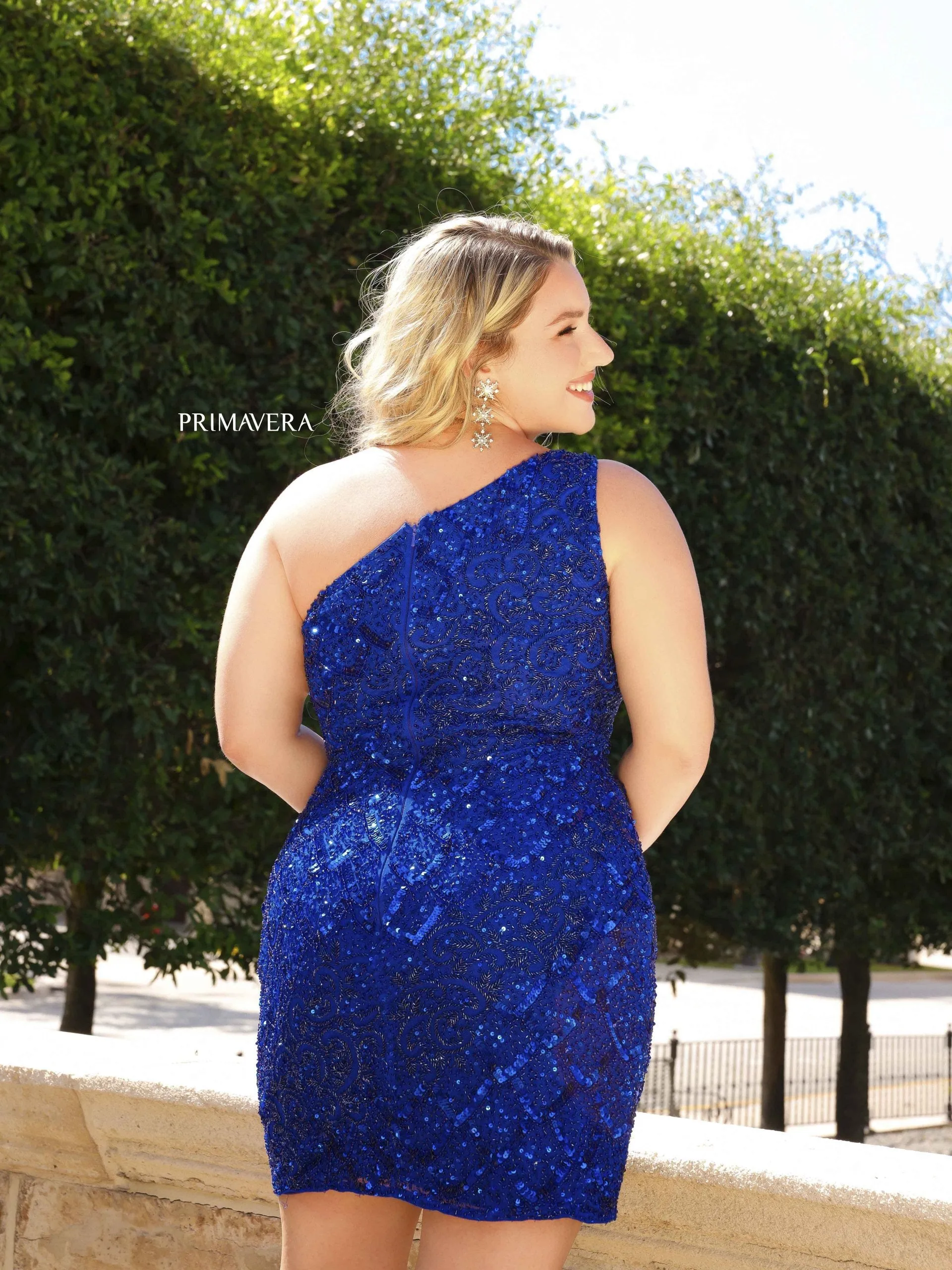 Hadley | One Shoulder Beaded Homecoming Dress | Curvy by Primavera 14023