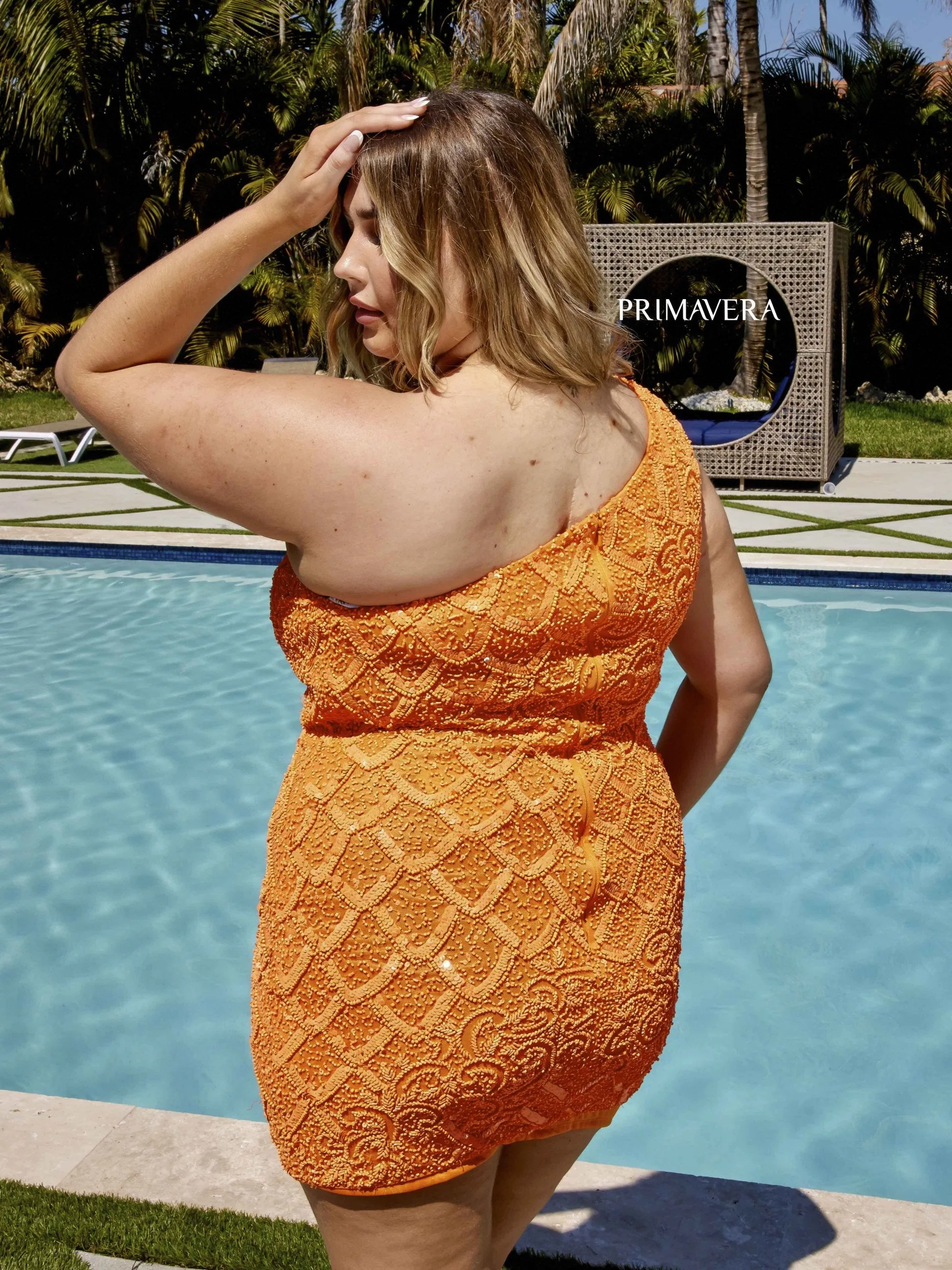 Hadley | One Shoulder Beaded Homecoming Dress | Curvy by Primavera 14023