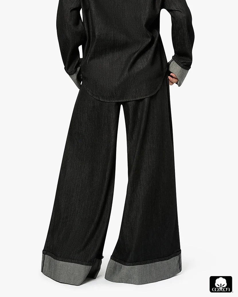 High Waisted Pleated Super Wide Leg Pant