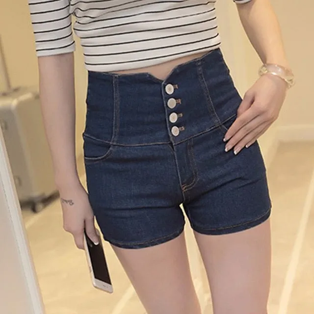 Hollow Out Black Skinny High Waist Shorts Summer New Women White Slim Sexy Denim Short Jeans Feminino