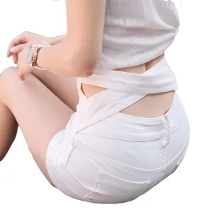 Hollow Out Black Skinny High Waist Shorts Summer New Women White Slim Sexy Denim Short Jeans Feminino