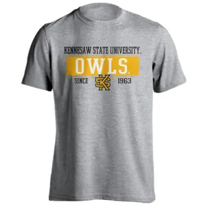 Kennesaw State University KSU Owls Bar Text Since 1963 Logo Short Sleeve T-Shirt