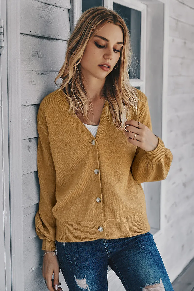 Long Sleeve V-neck Knitted Cardigan Sweater
