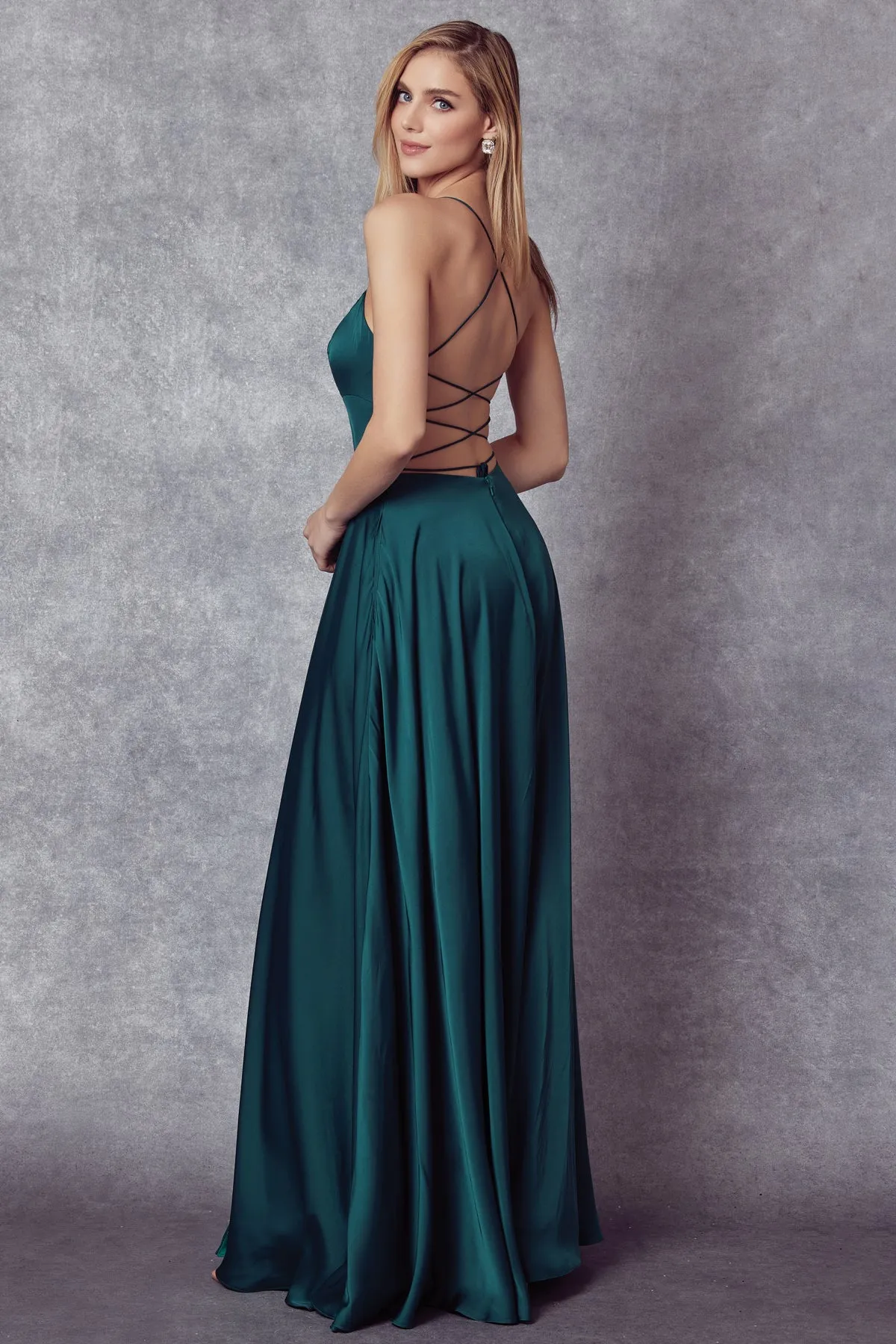 Long Strappy Back Square Neck Dress by Juliet 278