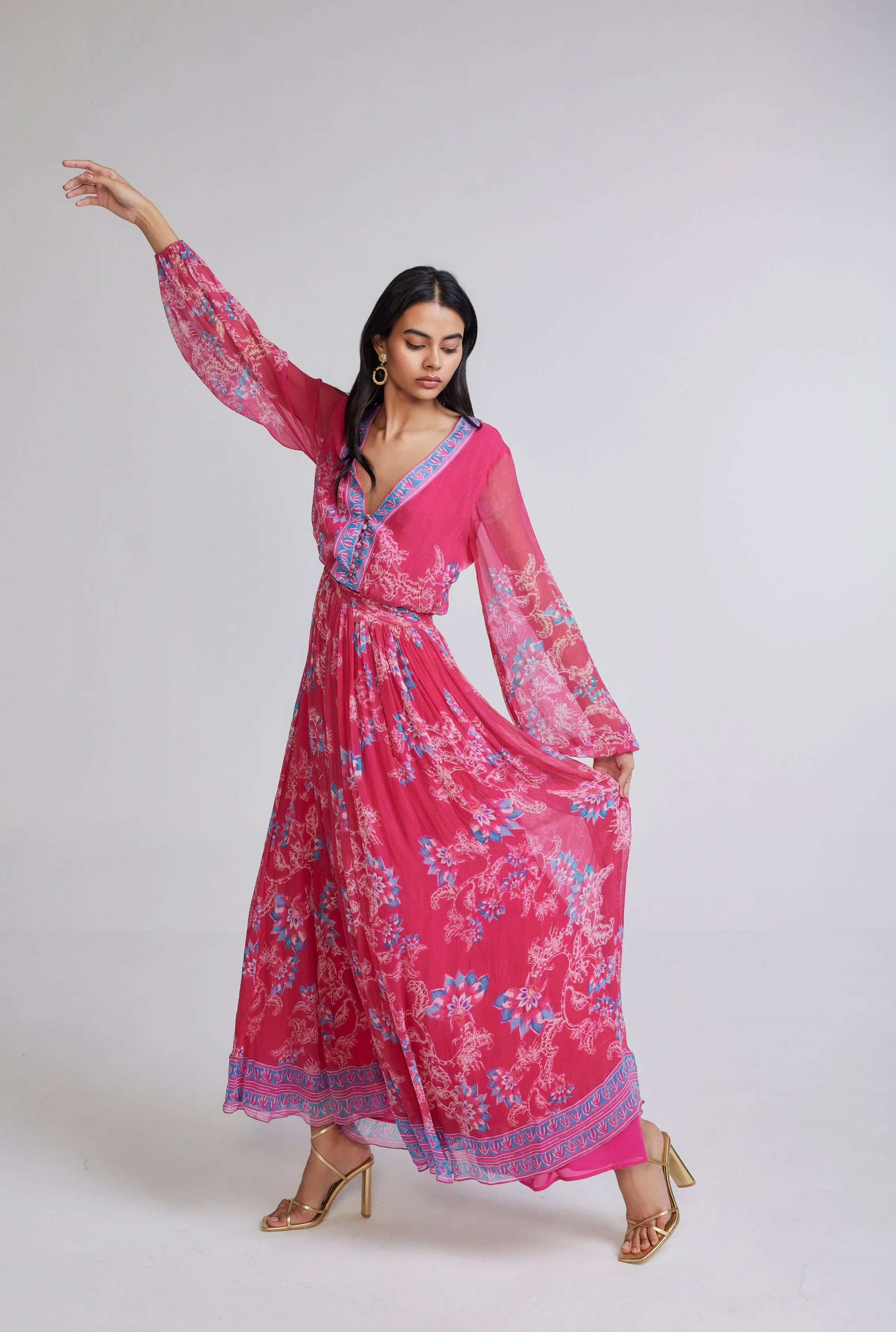 Maheen Pink Long Dress