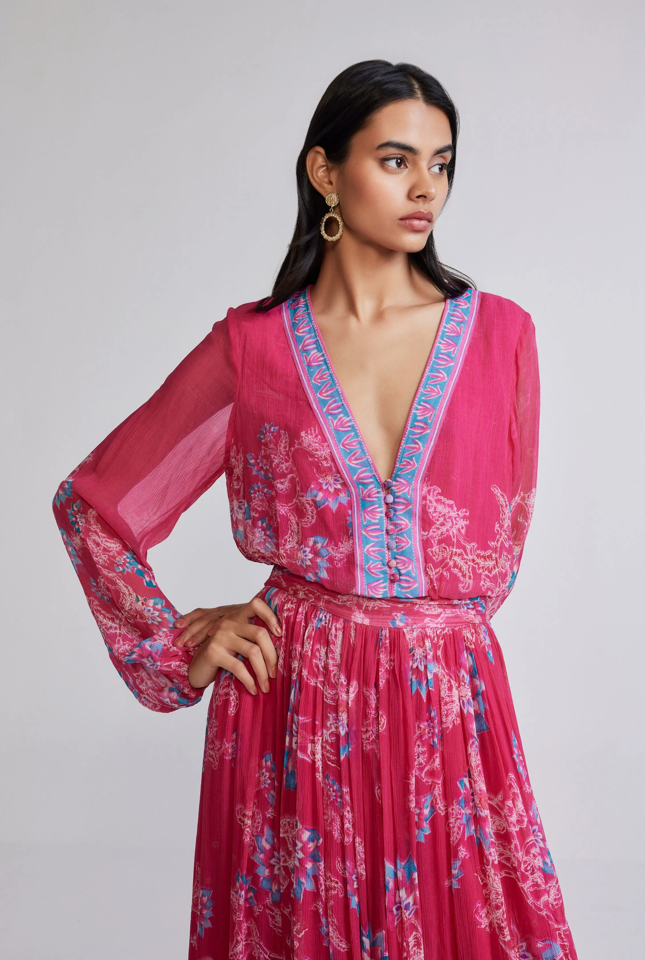 Maheen Pink Long Dress