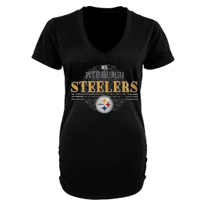 NFL Pittsburgh Steelers Women's Charm V-Neck Tri-Blend T-Shirt - Large