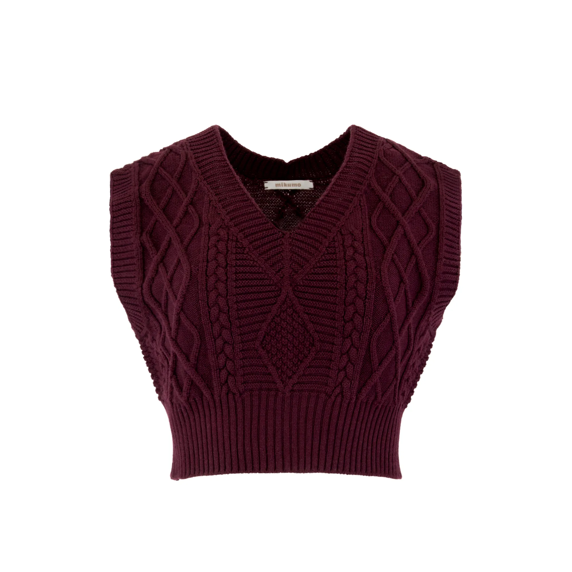 Nora Merino Wool Cropped Sweater Vest - Vino