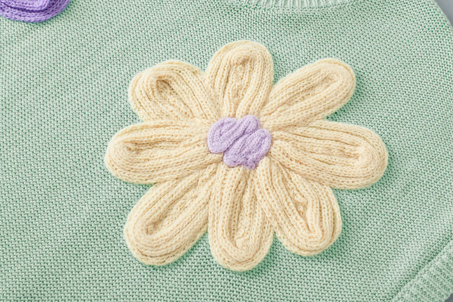 Pink Multi Crochet Flower Knit Short Sleeve Sweater Top
