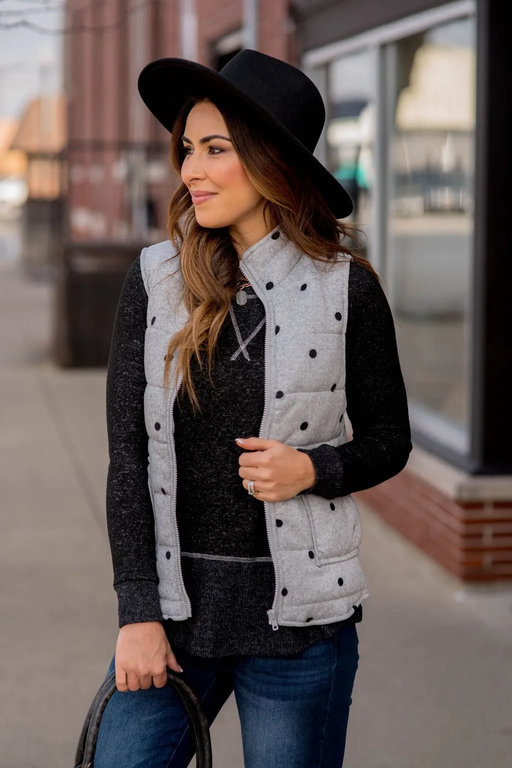 Polka Dot Puffer Vest