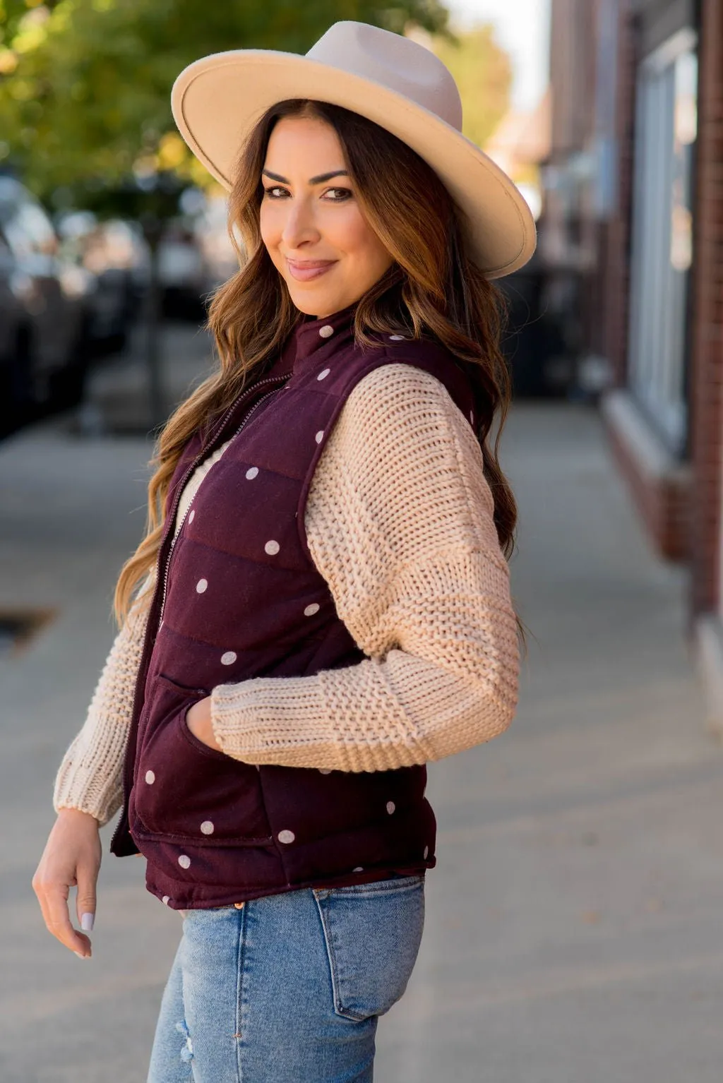 Polka Dot Puffer Vest