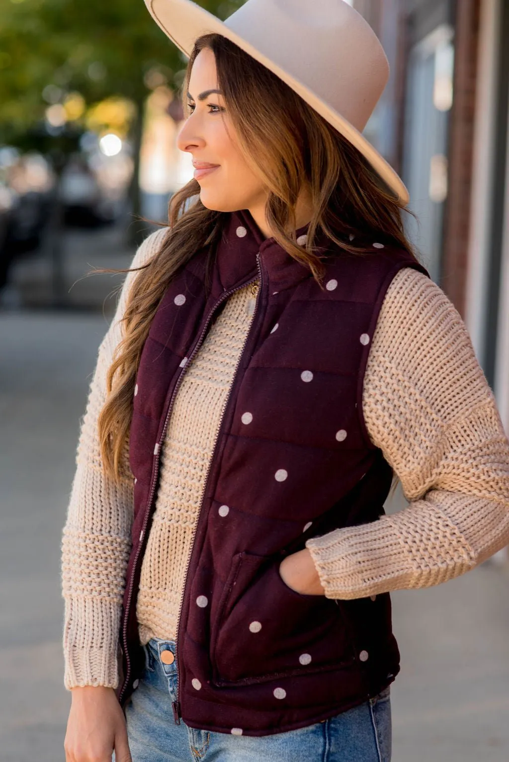 Polka Dot Puffer Vest