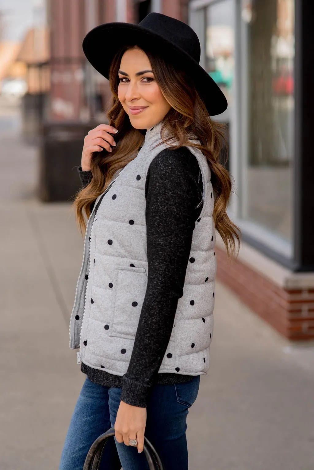 Polka Dot Puffer Vest