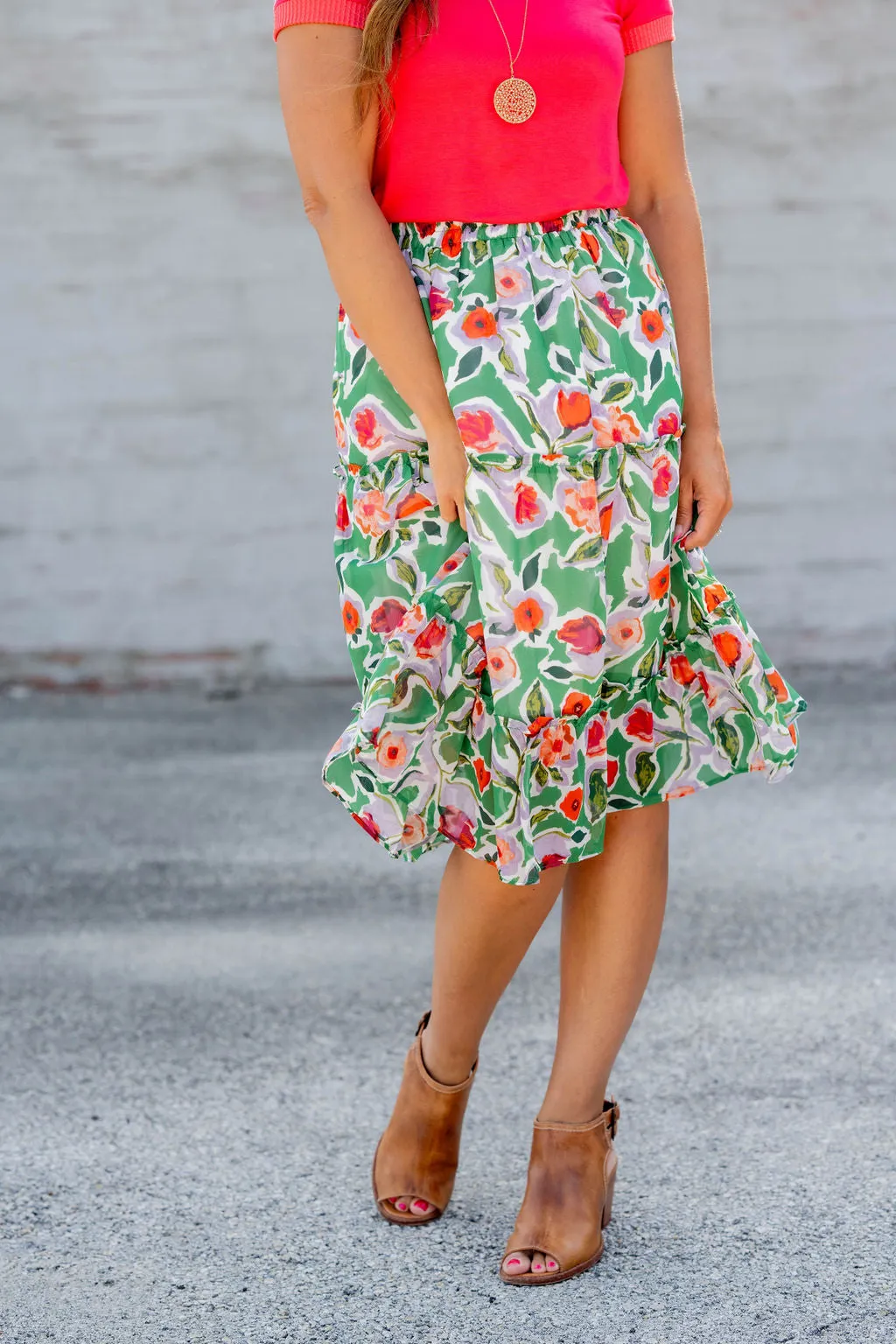 Poppy Ruffle Tiered Midi Skirt