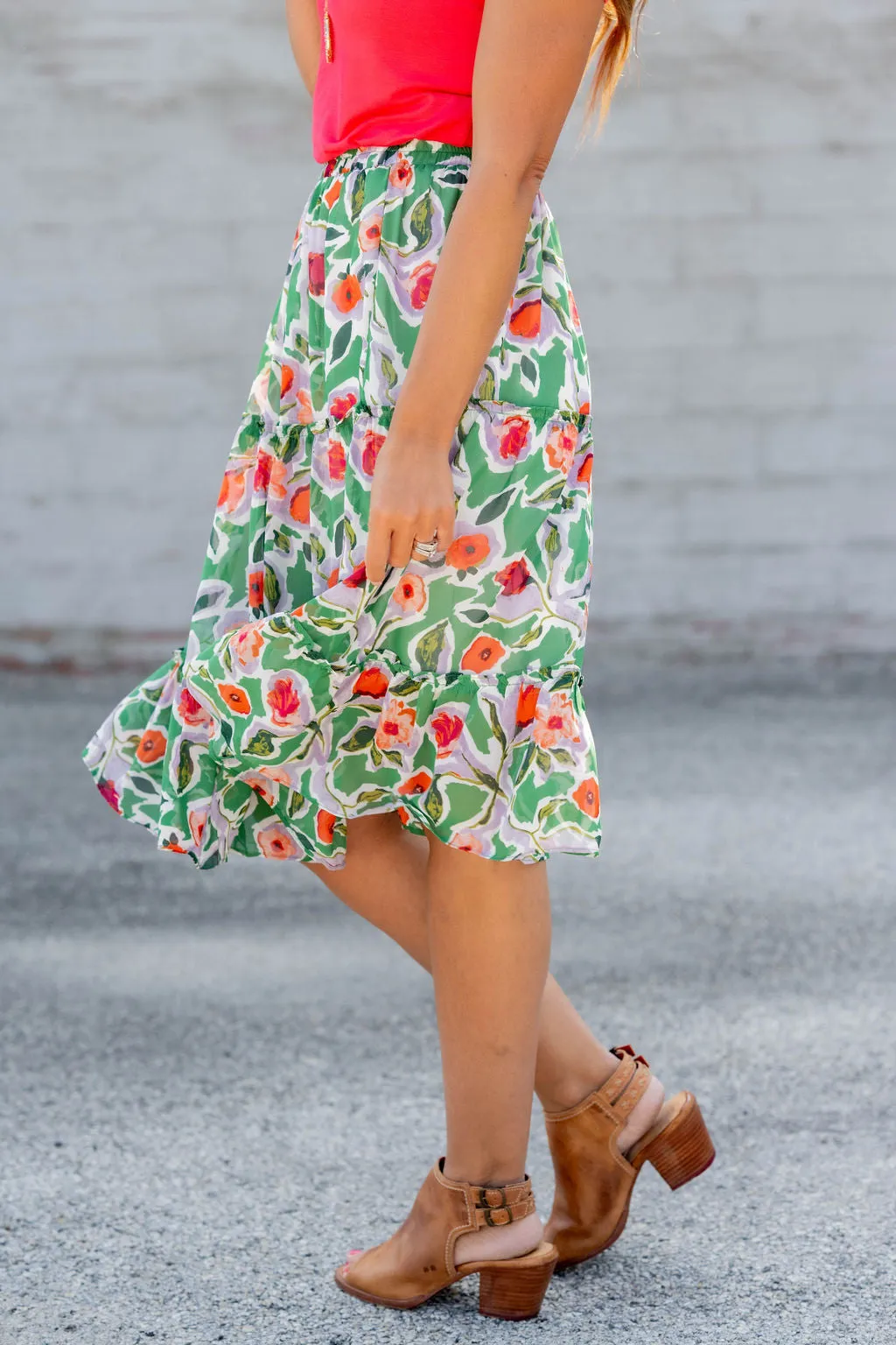Poppy Ruffle Tiered Midi Skirt