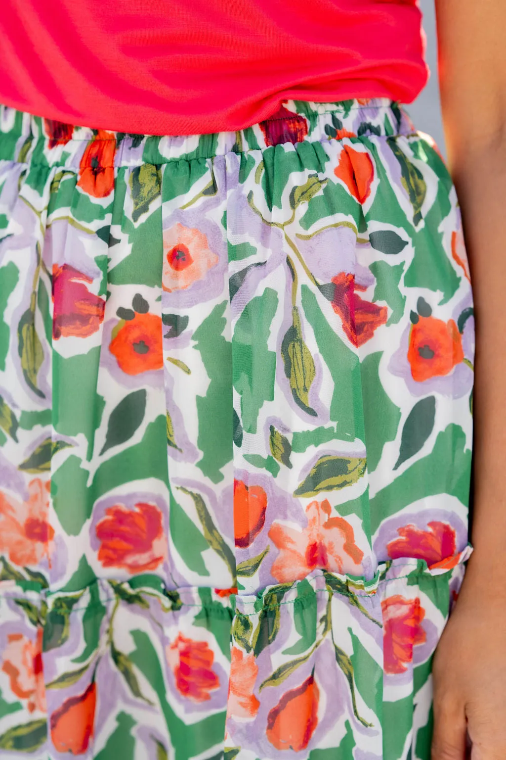 Poppy Ruffle Tiered Midi Skirt