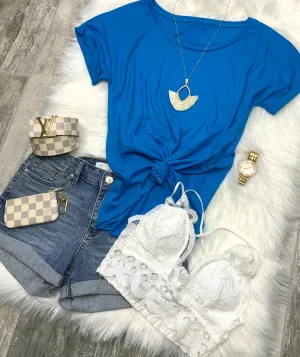 Practically Perfect Rolled Sleeve Tee - Blue