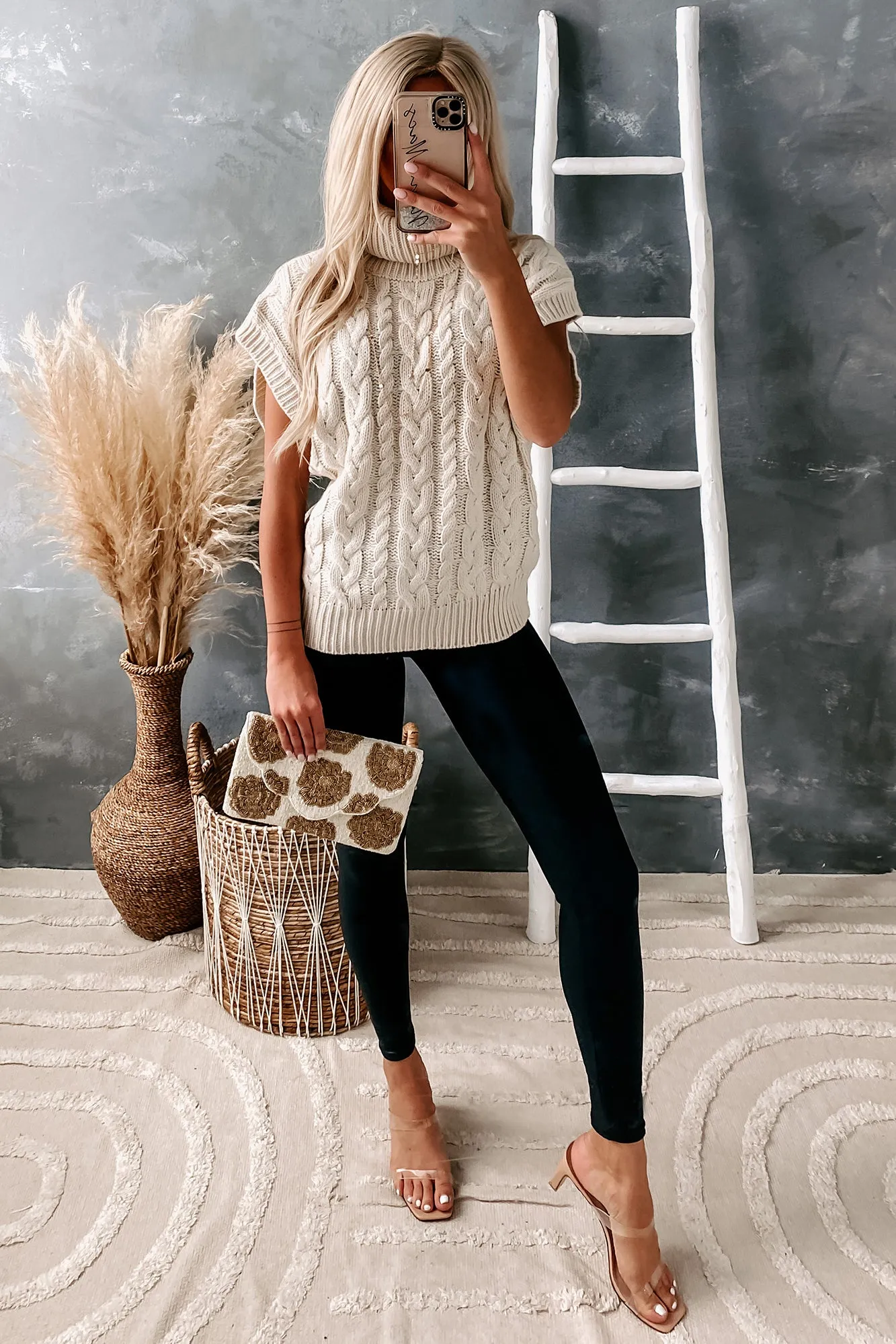 Privileged Information Turtle Neck Sweater Vest (Oatmeal)