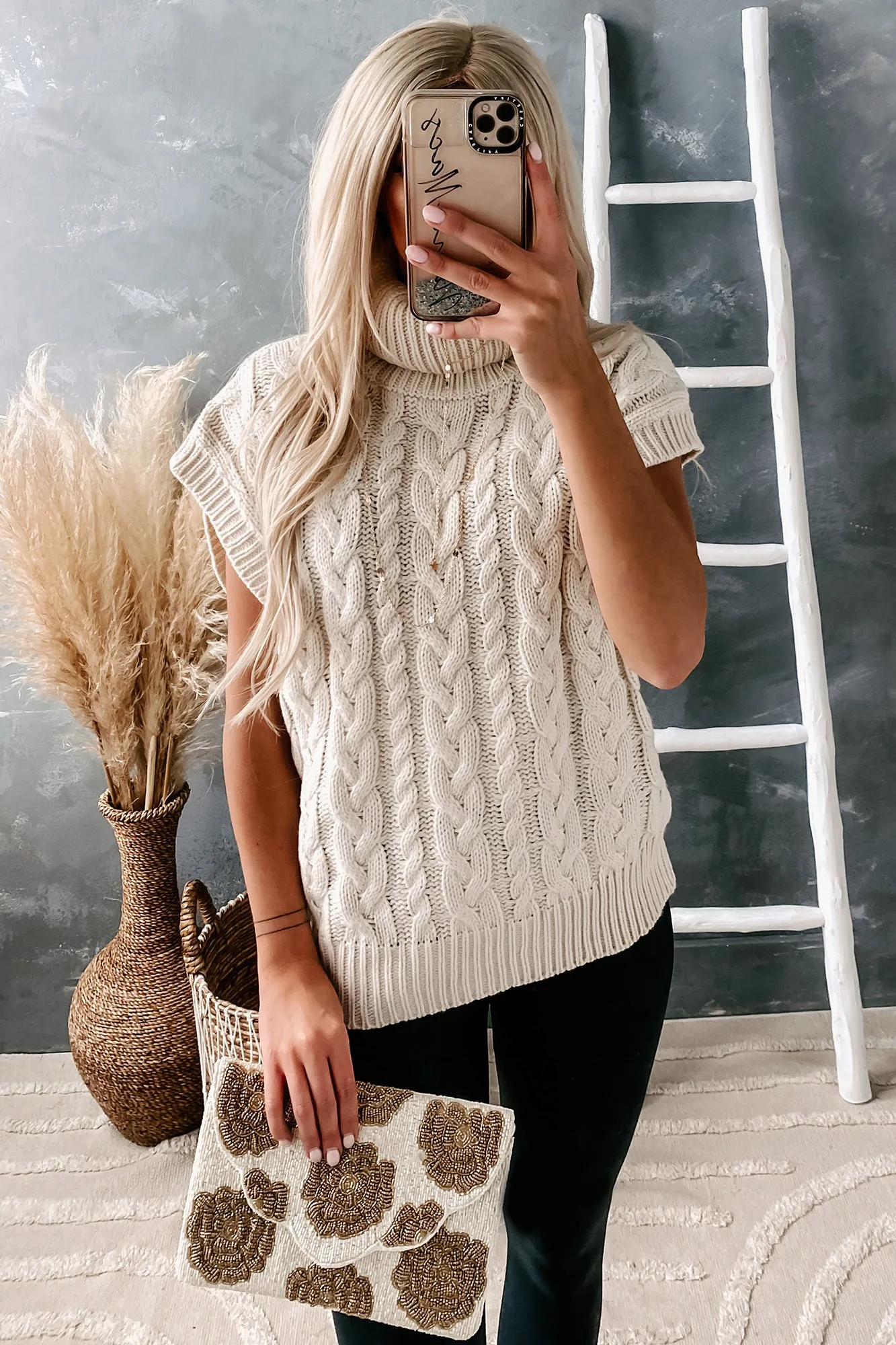 Privileged Information Turtle Neck Sweater Vest (Oatmeal)