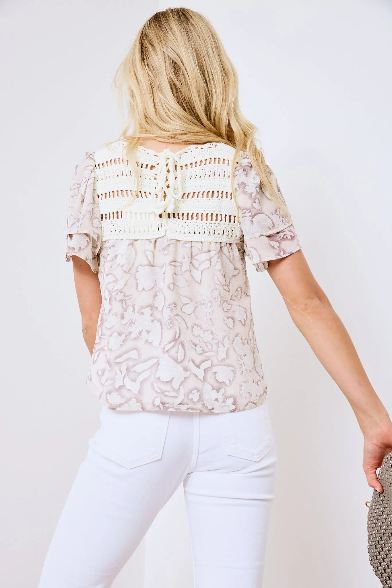 SALE - Nicole Crochet Floral Print Top
