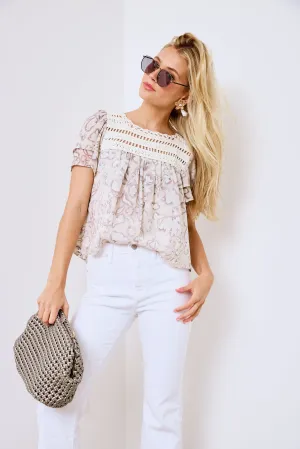 SALE - Nicole Crochet Floral Print Top