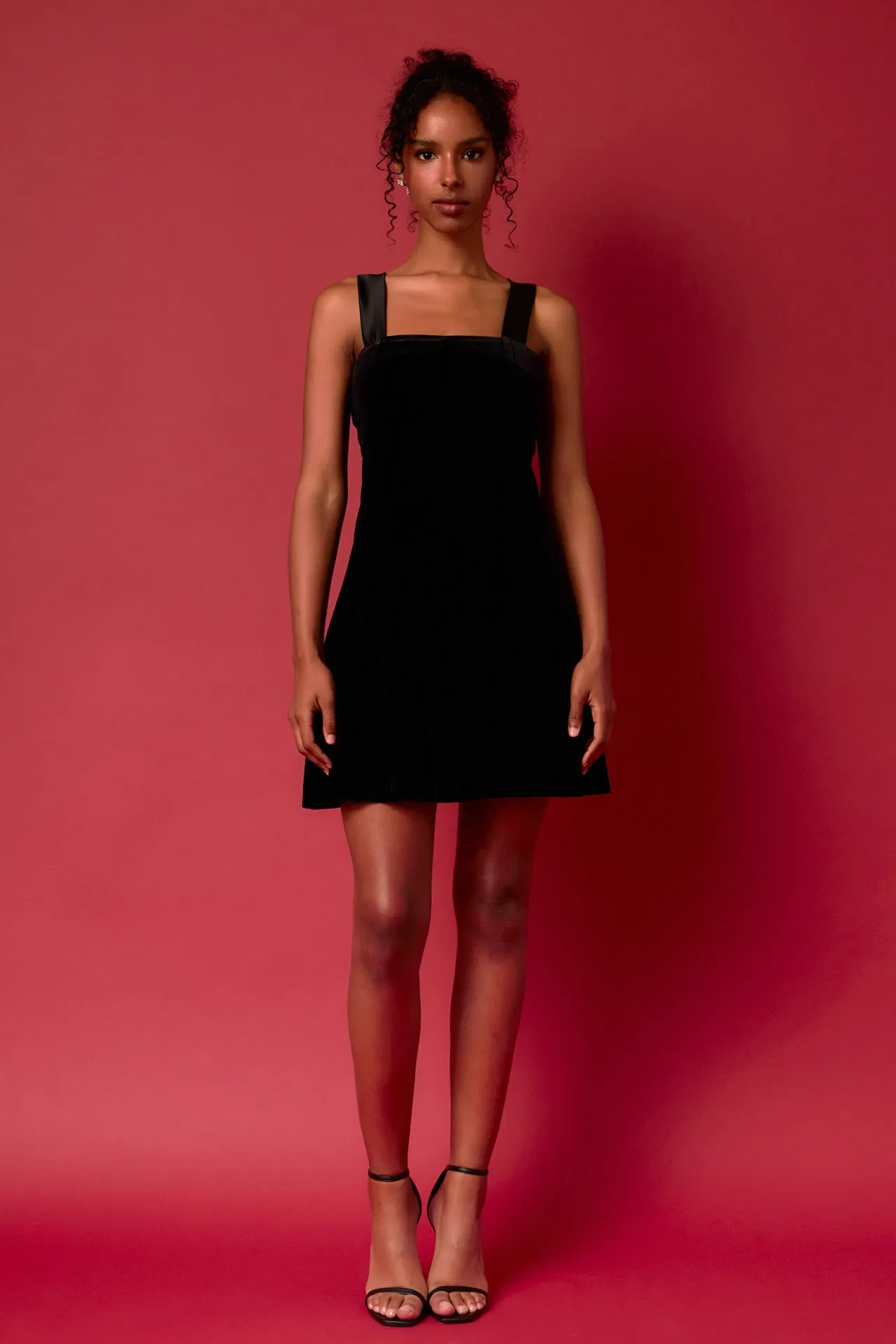 Satin Tie Velvet Mini Dress