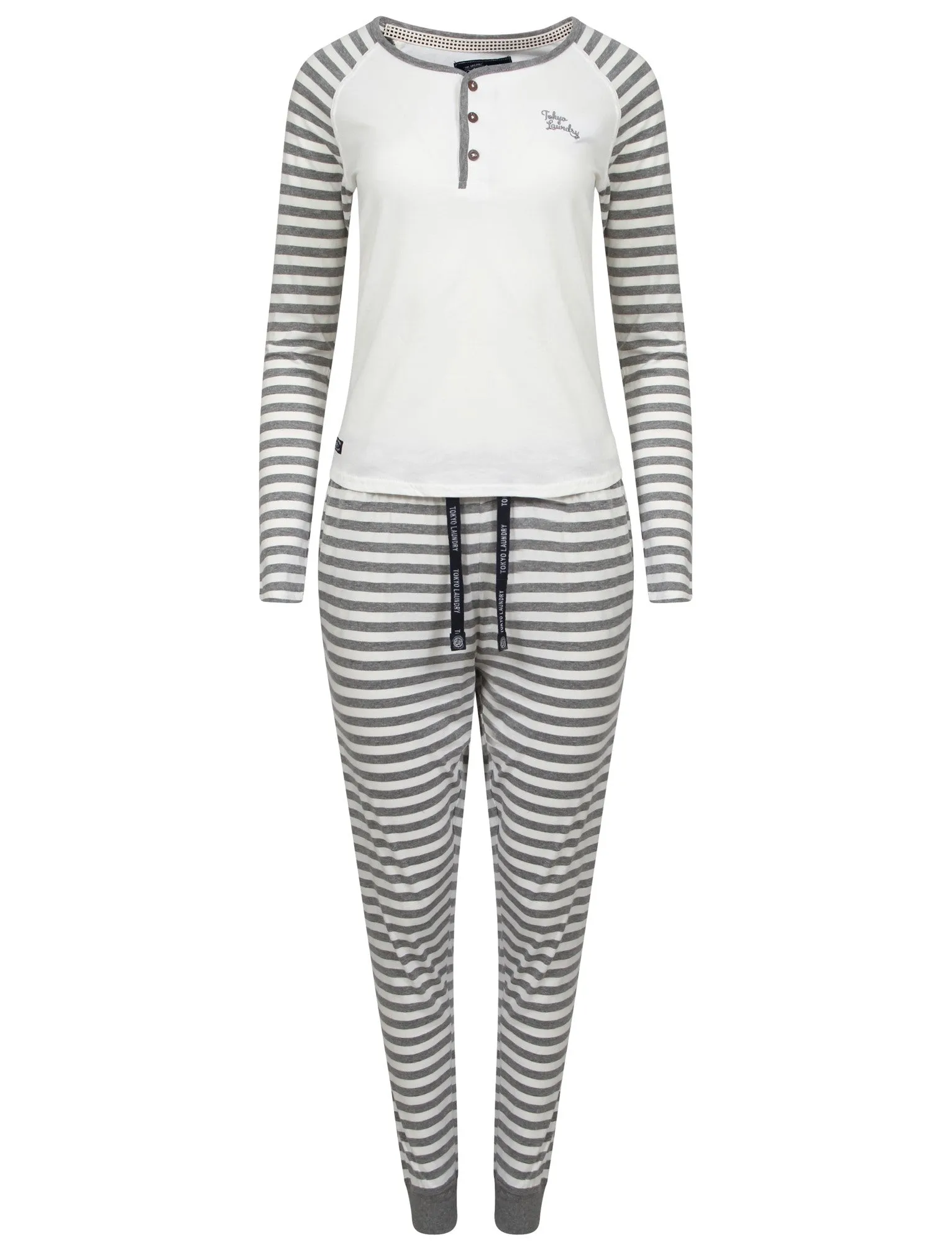 Theresa Striped 2pcs Lounge Set in Mid Grey Marl - Tokyo Laundry