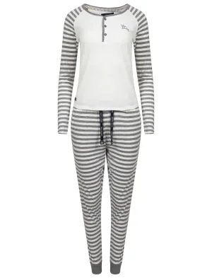 Theresa Striped 2pcs Lounge Set in Mid Grey Marl - Tokyo Laundry