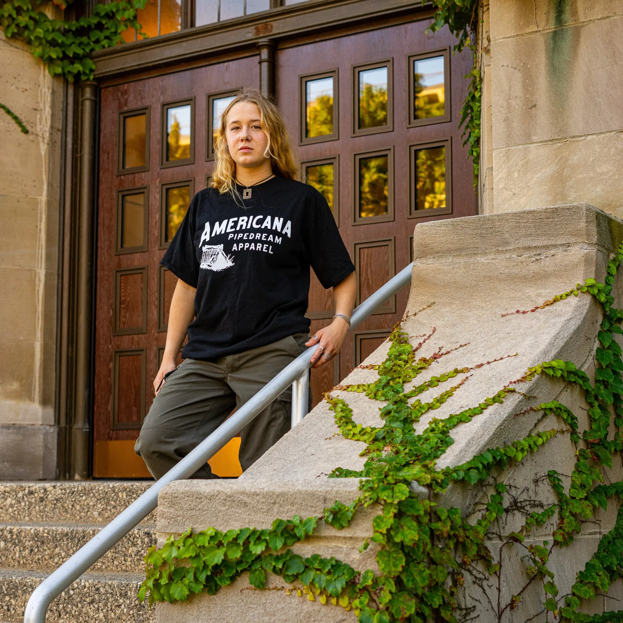 USA-Made Americana Pipedream Tee in Black