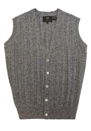 Viyella Cable Front Sleeveless Baruffa Merino Wool Cardigan Vest