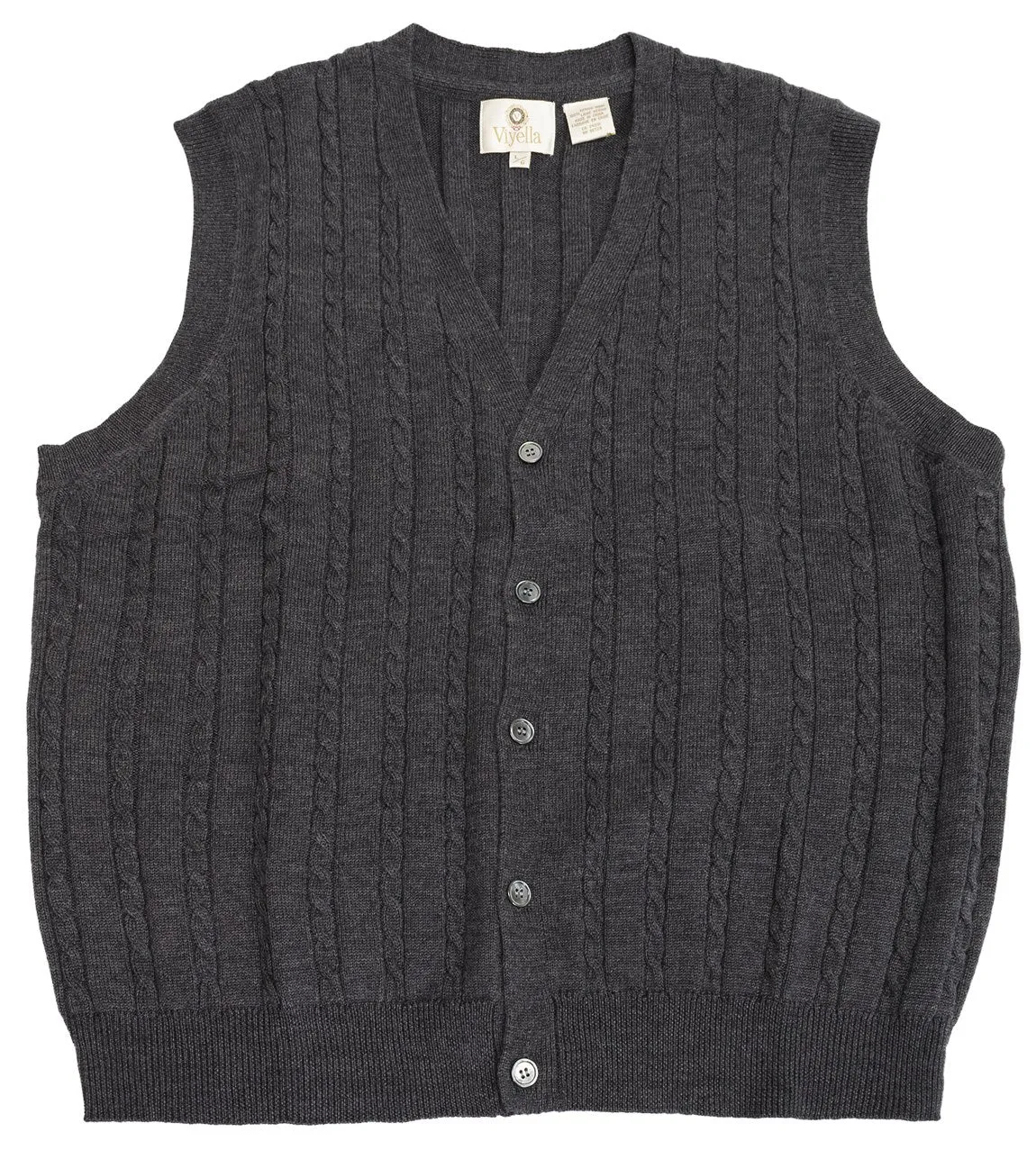 Viyella Cable Front Sleeveless Baruffa Merino Wool Cardigan Vest