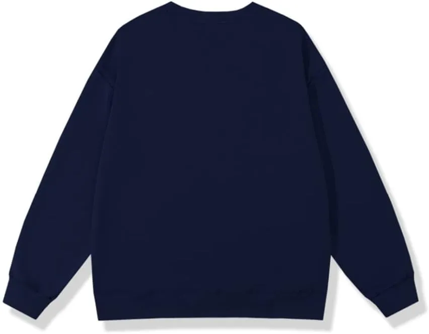 Women's Crewneck Sweatshirts Oversized Casual Long Sleeve Cotton Fall Tops Cute Cat Pattern Pullover Sweatshirt